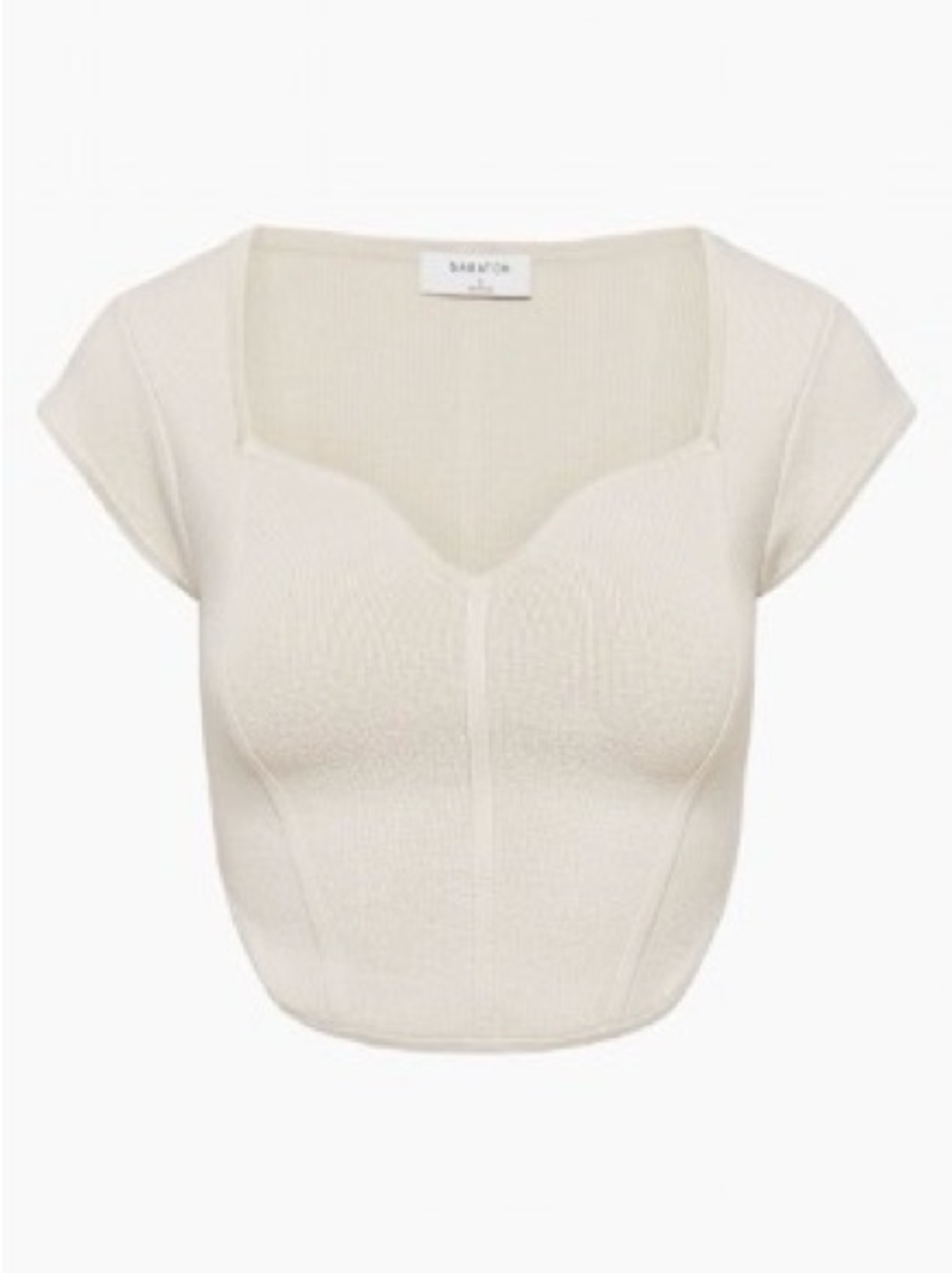 Aritzia Cream Square Neck Ribbed Crop Top